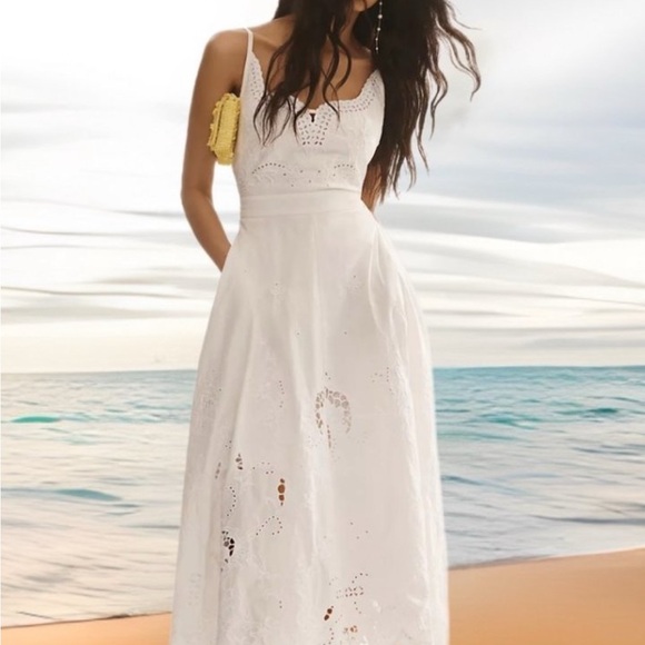 Anthropologie Dresses & Skirts - Anthropologie Tie-Back Cutwork Eyelet Dress in White NWT